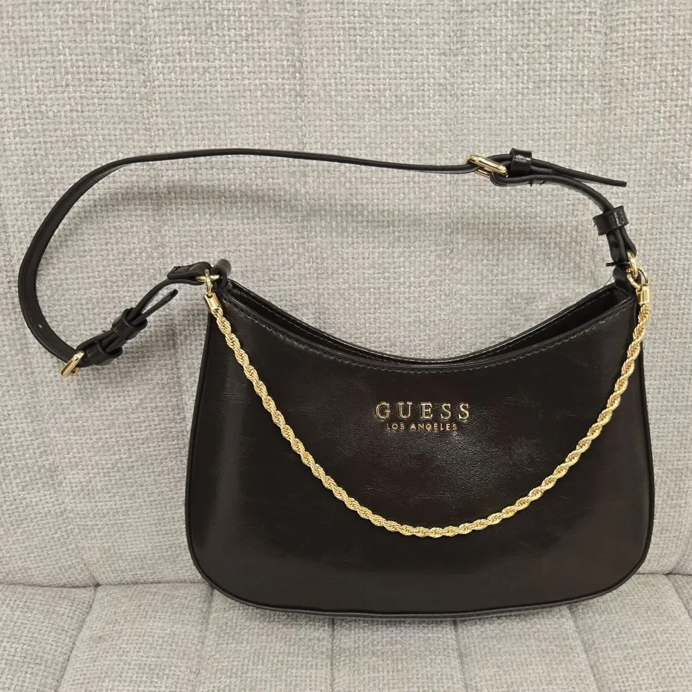 NEW Guess Brown Glossy Shoulder Handbag
